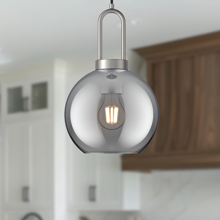 Soji One Light Pendant Brushed Nickel/Smoked Solid Glass-Mini Pendants-Alora-Lighting Design Store