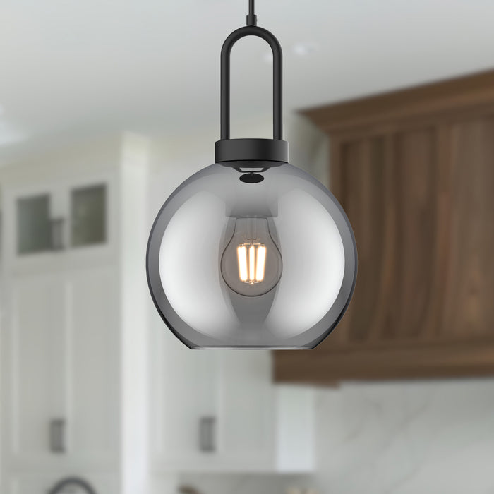Soji One Light Pendant Matte Black/Smoked Solid Glass-Mini Pendants-Alora-Lighting Design Store
