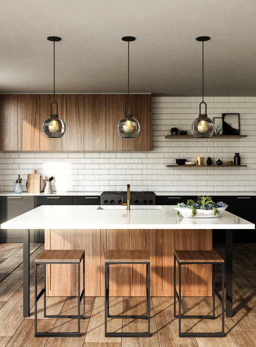 Soji One Light Pendant Matte Black/Smoked Solid Glass-Mini Pendants-Alora-Lighting Design Store