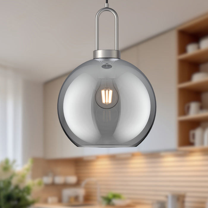 Soji One Light Pendant Brushed Nickel/Smoked Solid Glass-Mini Pendants-Alora-Lighting Design Store