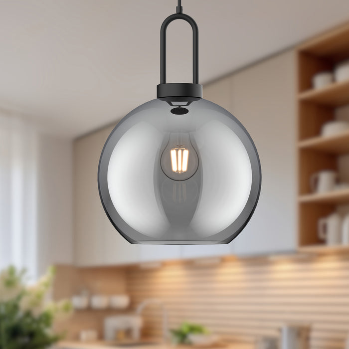 Soji One Light Pendant Matte Black/Smoked Solid Glass-Mini Pendants-Alora-Lighting Design Store