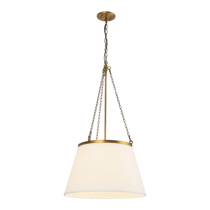 Speakeasy One Light Pendant Aged Gold/White Linen-Pendants-Alora-Lighting Design Store