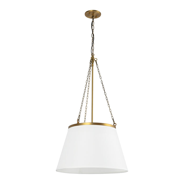 Speakeasy One Light Pendant Aged Gold/White Linen-Pendants-Alora-Lighting Design Store