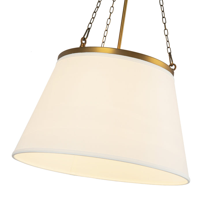 Speakeasy One Light Pendant Aged Gold/White Linen-Pendants-Alora-Lighting Design Store