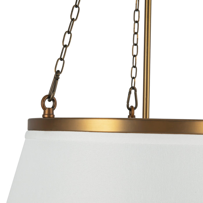 Speakeasy One Light Pendant Aged Gold/White Linen-Pendants-Alora-Lighting Design Store