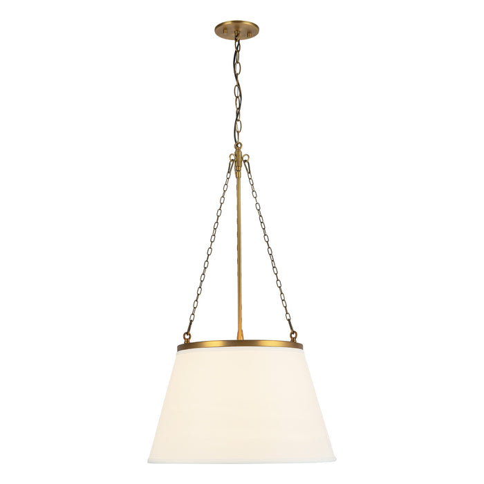 Speakeasy One Light Pendant Aged Gold/White Linen-Pendants-Alora-Lighting Design Store