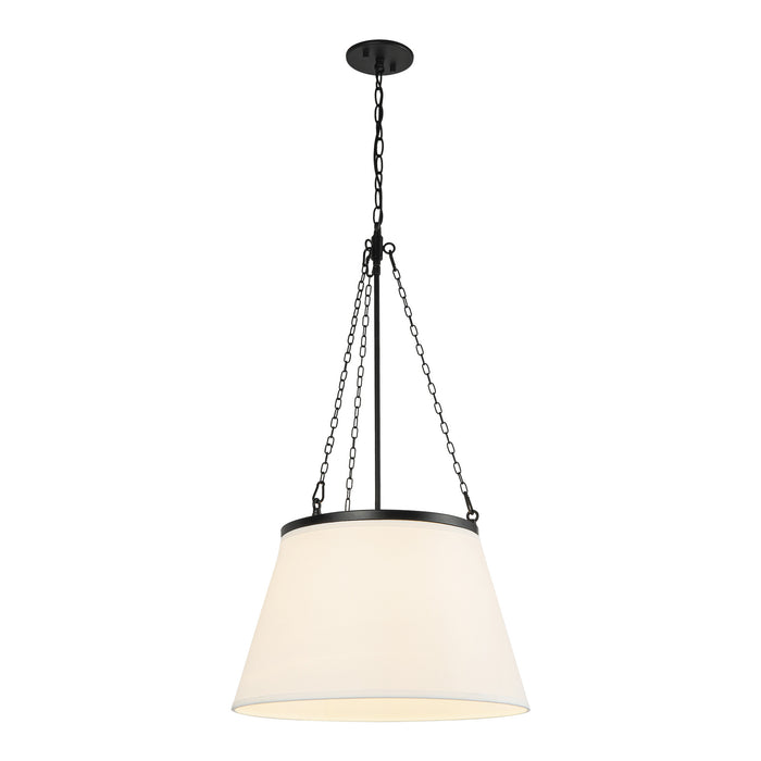 Speakeasy One Light Pendant Matte Black/White Linen-Pendants-Alora-Lighting Design Store