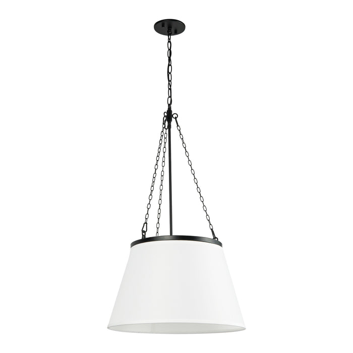 Speakeasy One Light Pendant Matte Black/White Linen-Pendants-Alora-Lighting Design Store