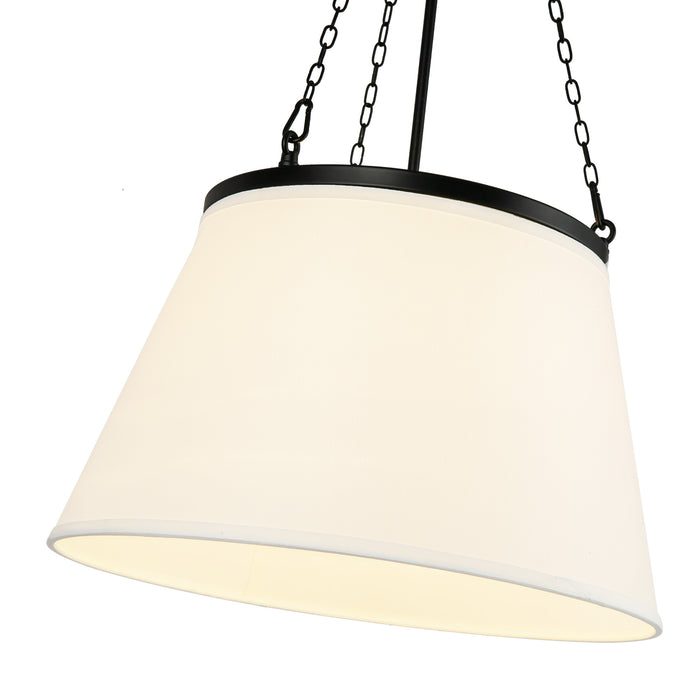 Speakeasy One Light Pendant Matte Black/White Linen-Pendants-Alora-Lighting Design Store