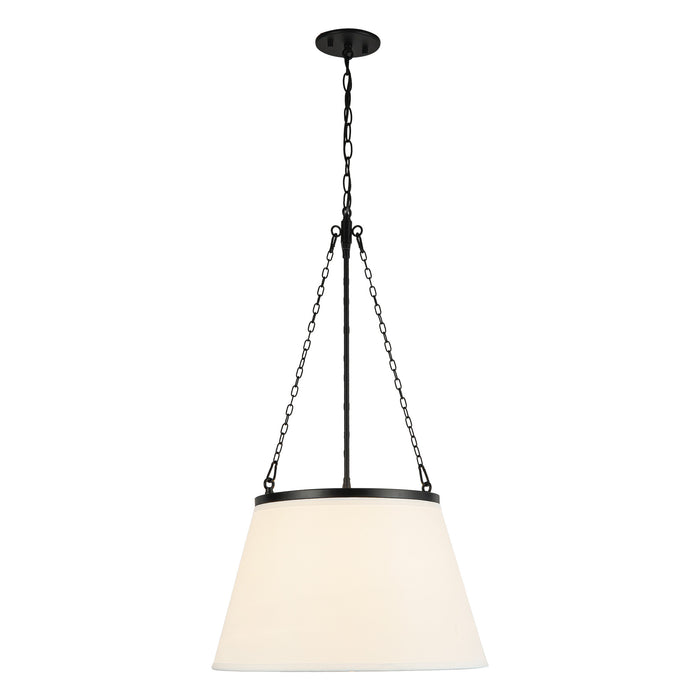 Speakeasy One Light Pendant Matte Black/White Linen-Pendants-Alora-Lighting Design Store