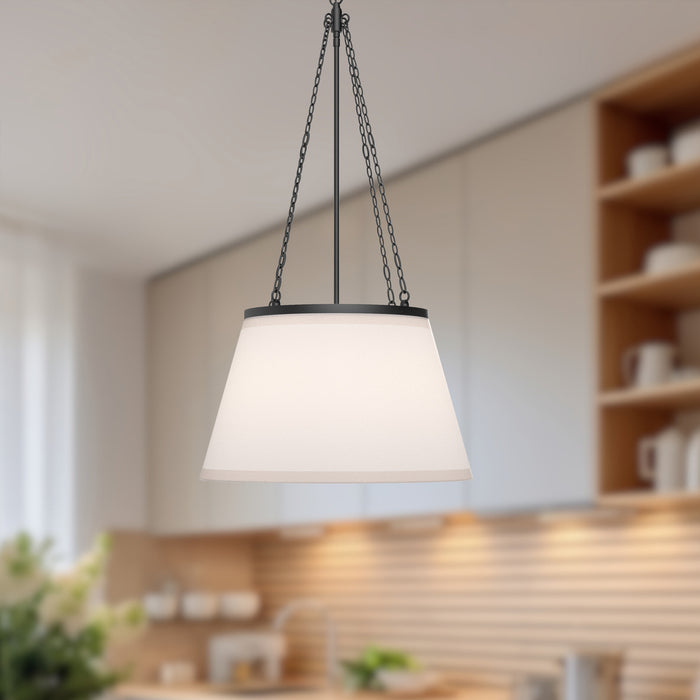 Speakeasy One Light Pendant Matte Black/White Linen-Pendants-Alora-Lighting Design Store