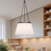 Speakeasy One Light Pendant Matte Black/White Linen-Pendants-Alora-Lighting Design Store