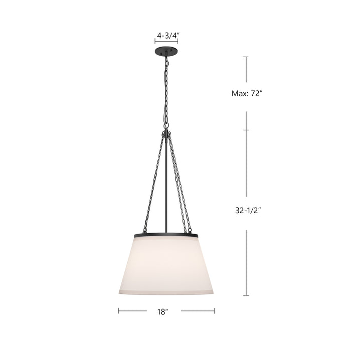 Speakeasy One Light Pendant Matte Black/White Linen-Pendants-Alora-Lighting Design Store