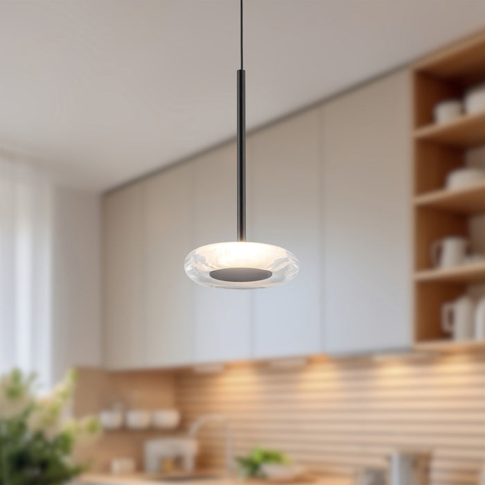 Stephord LED Pendant Black/Clear Glass-Mini Pendants-Kuzco Lighting-Lighting Design Store