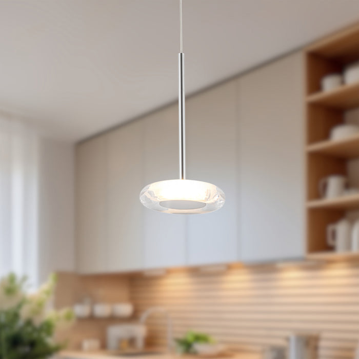 Stephord LED Pendant Chrome/Clear Glass-Mini Pendants-Kuzco Lighting-Lighting Design Store