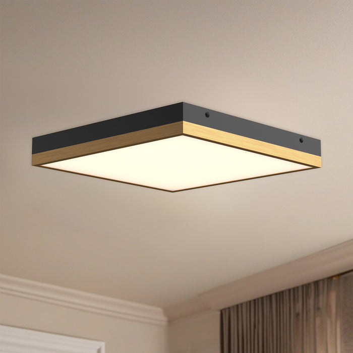 Sydney LED Flush Mount Aged Gold/Matte Black-Flush Mounts-Alora-Lighting Design Store