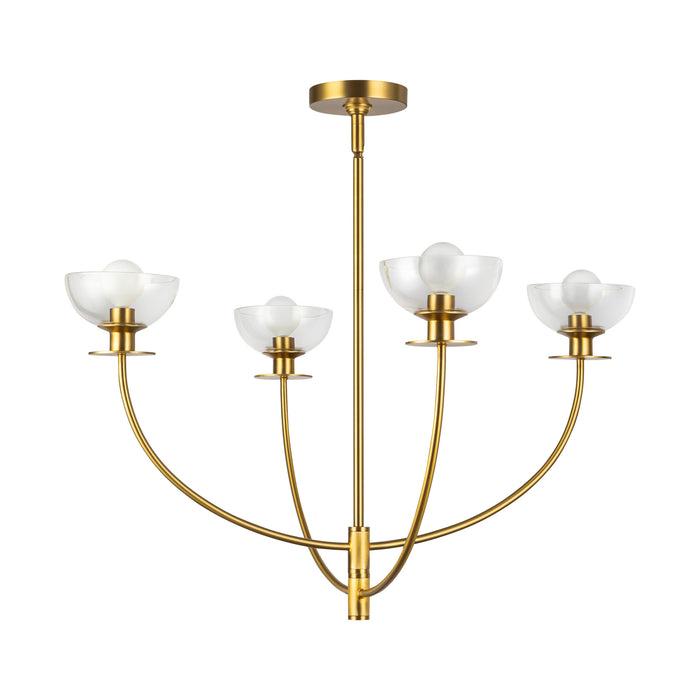Sylvia Four Light Chandelier Brushed Gold/Clear Glass-Mid. Chandeliers-Alora-Lighting Design Store