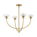 Sylvia Four Light Chandelier Brushed Gold/Clear Glass-Mid. Chandeliers-Alora-Lighting Design Store