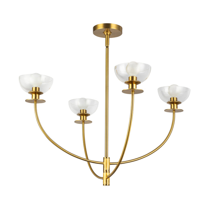 Sylvia Four Light Chandelier Brushed Gold/Clear Glass-Mid. Chandeliers-Alora-Lighting Design Store