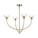 Sylvia Four Light Chandelier Brushed Gold/Clear Glass-Mid. Chandeliers-Alora-Lighting Design Store