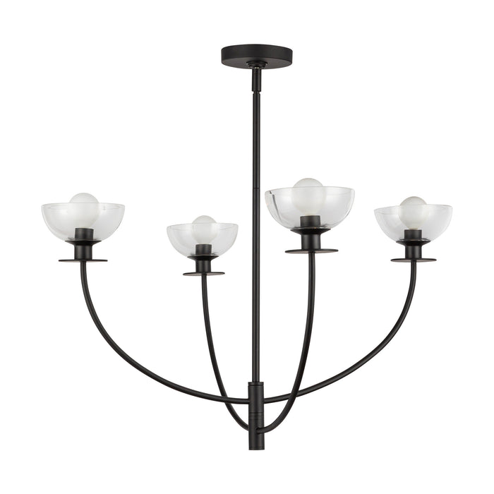 Sylvia Four Light Chandelier Matte Black/Clear Glass-Large Chandeliers-Alora-Lighting Design Store
