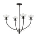 Sylvia Four Light Chandelier Matte Black/Clear Glass-Large Chandeliers-Alora-Lighting Design Store