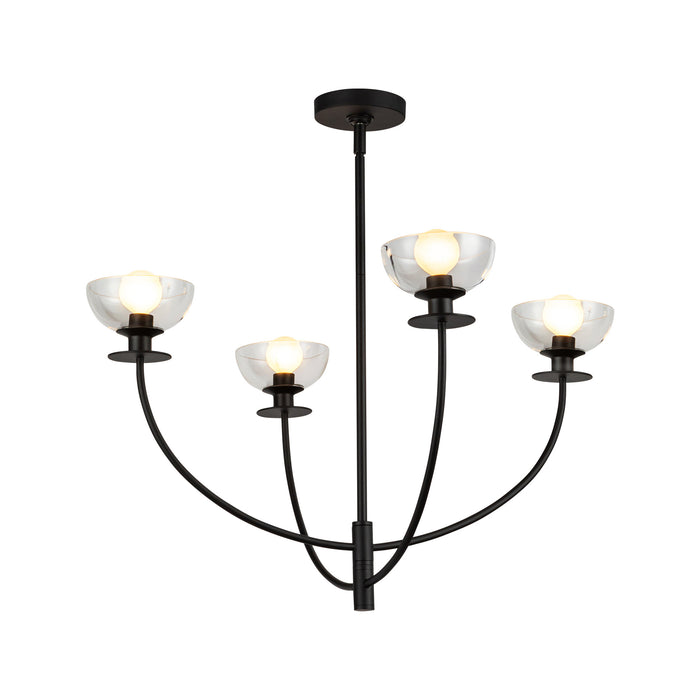 Sylvia Four Light Chandelier Matte Black/Clear Glass-Large Chandeliers-Alora-Lighting Design Store