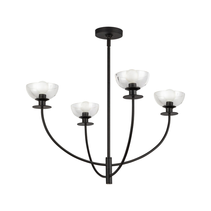 Sylvia Four Light Chandelier Matte Black/Clear Glass-Large Chandeliers-Alora-Lighting Design Store