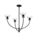 Sylvia Four Light Chandelier Matte Black/Clear Glass-Large Chandeliers-Alora-Lighting Design Store