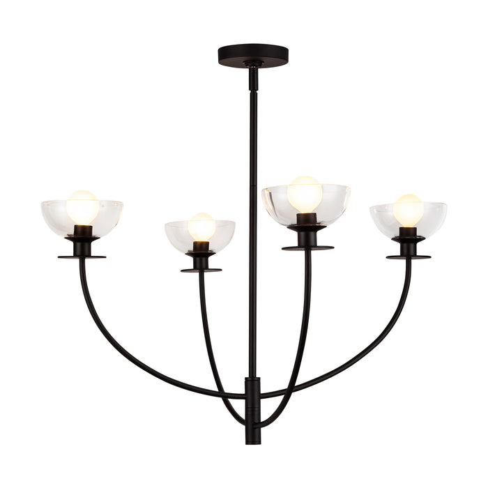 Sylvia Four Light Chandelier Matte Black/Clear Glass-Large Chandeliers-Alora-Lighting Design Store