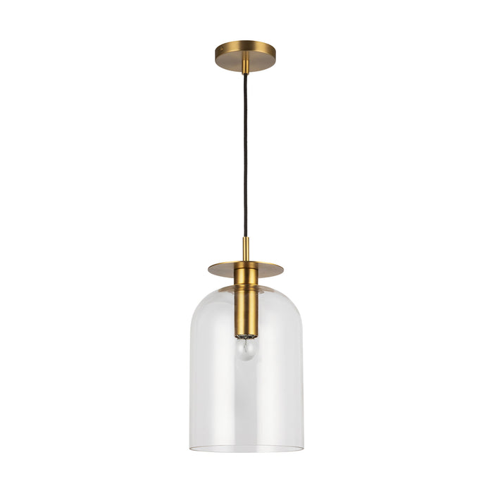 Sylvia One Light Pendant Brushed Gold/Clear Glass-Pendants-Alora-Lighting Design Store