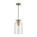 Sylvia One Light Pendant Brushed Gold/Clear Glass-Pendants-Alora-Lighting Design Store
