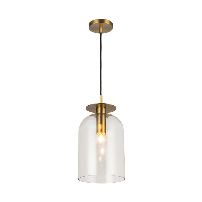 Sylvia One Light Pendant Brushed Gold/Clear Glass-Pendants-Alora-Lighting Design Store