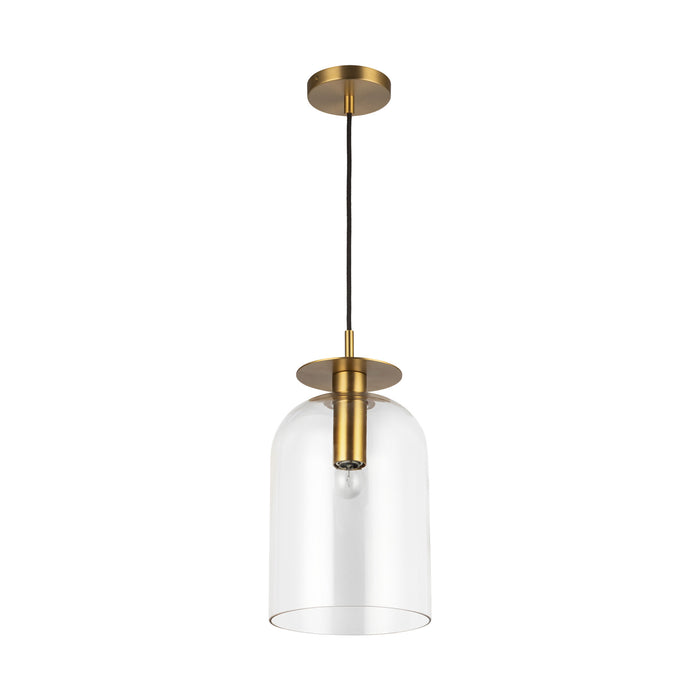 Sylvia One Light Pendant Brushed Gold/Clear Glass-Pendants-Alora-Lighting Design Store