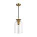Sylvia One Light Pendant Brushed Gold/Clear Glass-Pendants-Alora-Lighting Design Store