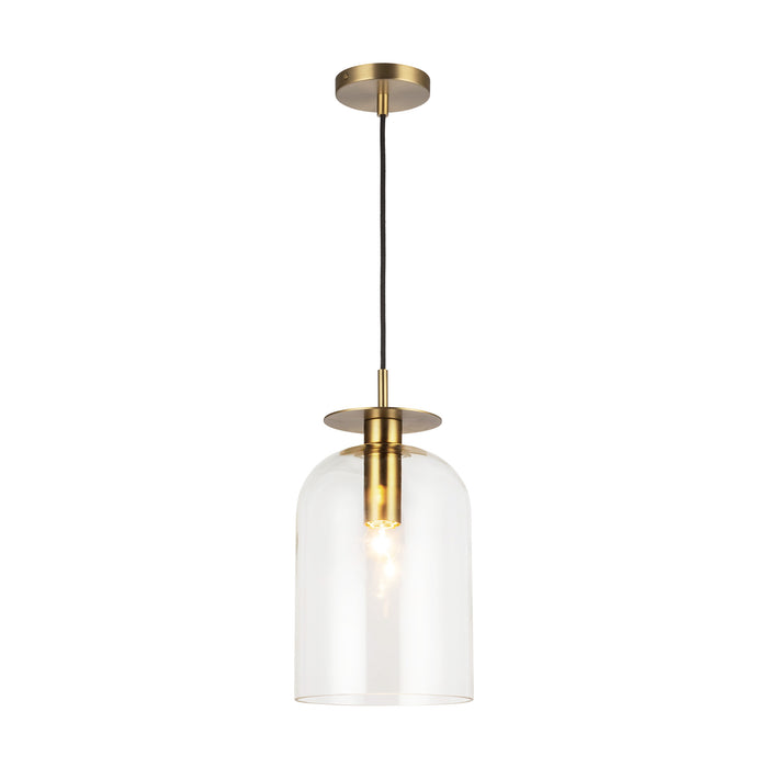 Sylvia One Light Pendant Brushed Gold/Clear Glass-Pendants-Alora-Lighting Design Store