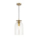 Sylvia One Light Pendant Brushed Gold/Clear Glass-Pendants-Alora-Lighting Design Store