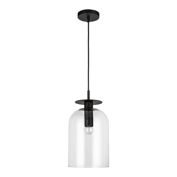 Sylvia One Light Pendant Matte Black/Clear Glass-Mini Pendants-Alora-Lighting Design Store