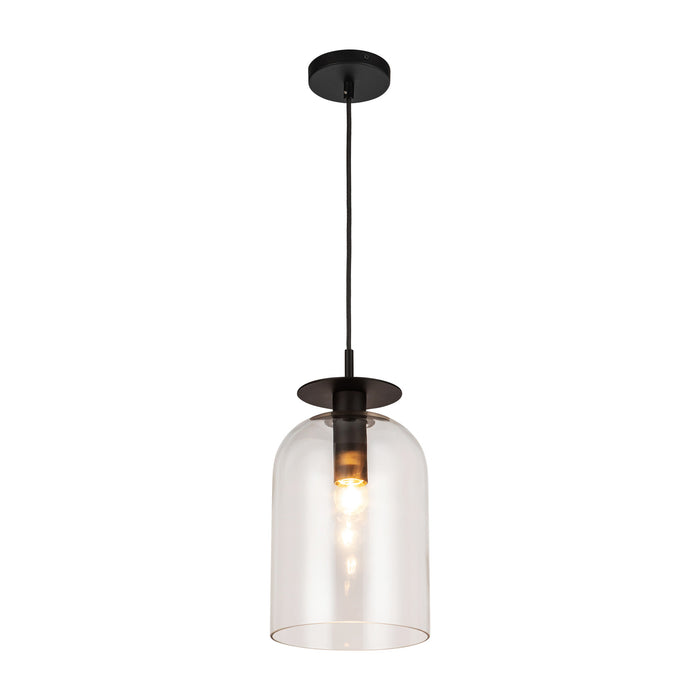 Sylvia One Light Pendant Matte Black/Clear Glass-Mini Pendants-Alora-Lighting Design Store