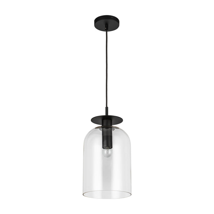 Sylvia One Light Pendant Matte Black/Clear Glass-Mini Pendants-Alora-Lighting Design Store