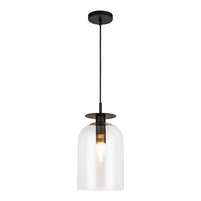 Sylvia One Light Pendant Matte Black/Clear Glass-Mini Pendants-Alora-Lighting Design Store