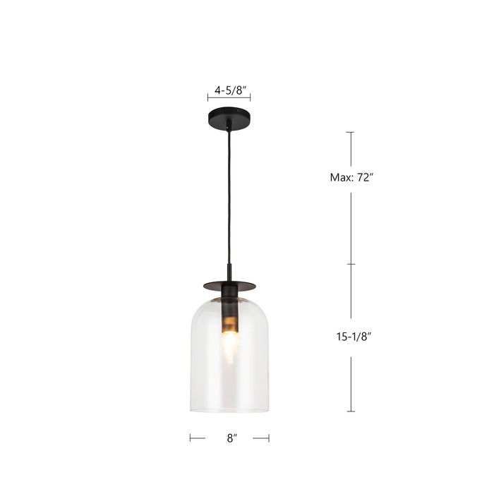 Sylvia One Light Pendant Brushed Gold/Clear Glass-Pendants-Alora-Lighting Design Store