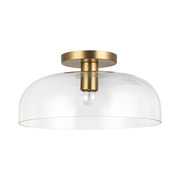 Sylvia One Light Semi-Flush Mount Brushed Gold/Clear Glass-Semi-Flush Mts.-Alora-Lighting Design Store