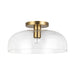 Sylvia One Light Semi-Flush Mount Brushed Gold/Clear Glass-Semi-Flush Mts.-Alora-Lighting Design Store
