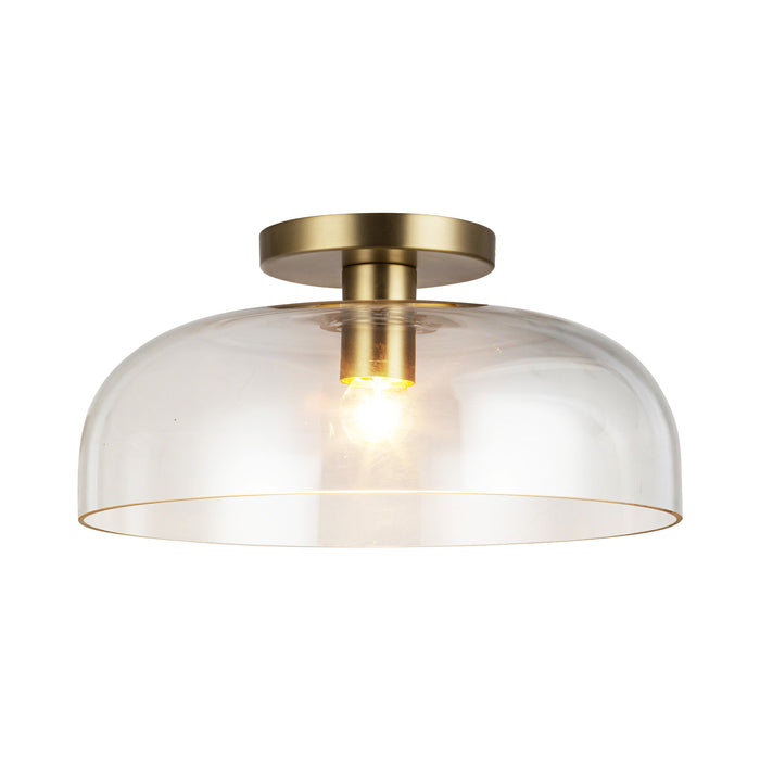 Sylvia One Light Semi-Flush Mount Brushed Gold/Clear Glass-Semi-Flush Mts.-Alora-Lighting Design Store