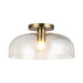 Sylvia One Light Semi-Flush Mount Brushed Gold/Clear Glass-Semi-Flush Mts.-Alora-Lighting Design Store