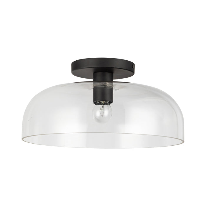 Sylvia One Light Semi-Flush Mount Matte Black/Clear Glass-Semi-Flush Mts.-Alora-Lighting Design Store
