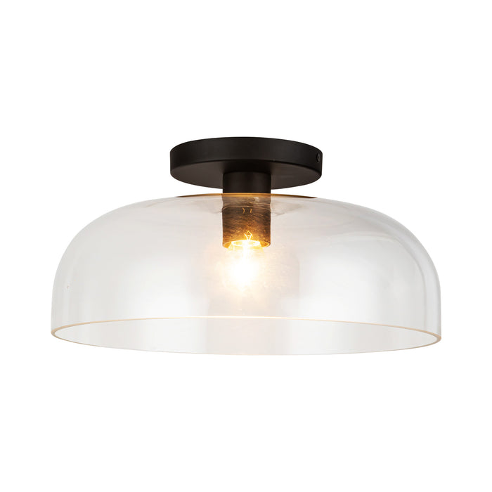 Sylvia One Light Semi-Flush Mount Matte Black/Clear Glass-Semi-Flush Mts.-Alora-Lighting Design Store