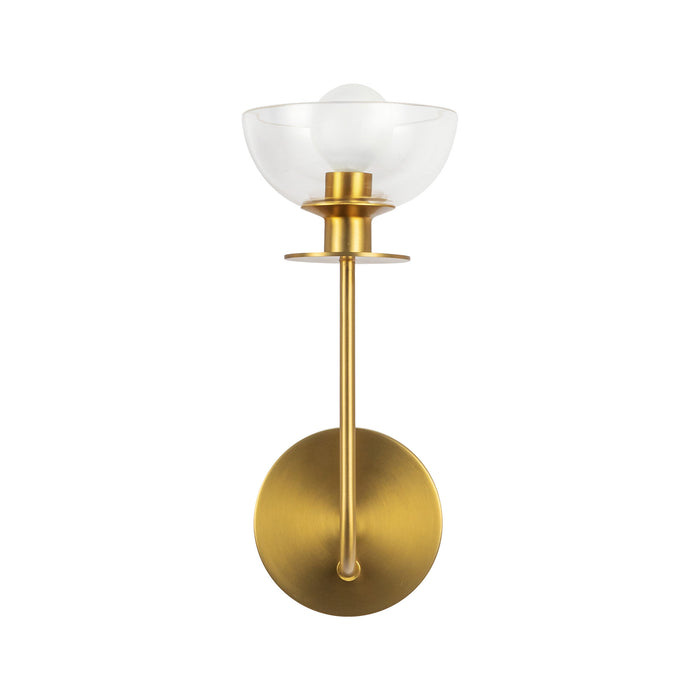 Sylvia One Light Wall Vanity Brushed Gold/Clear Glass-Sconces-Alora-Lighting Design Store