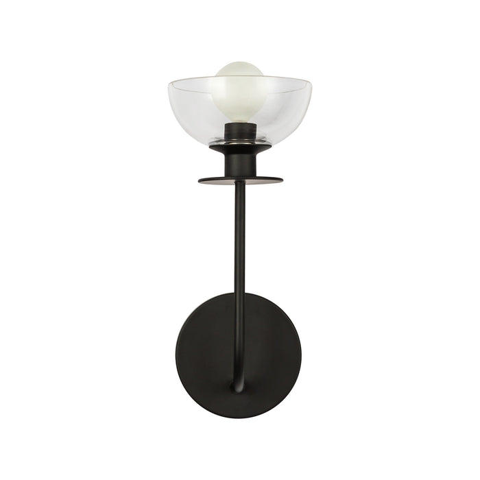 Sylvia One Light Wall Vanity Matte Black/Clear Glass-Sconces-Alora-Lighting Design Store